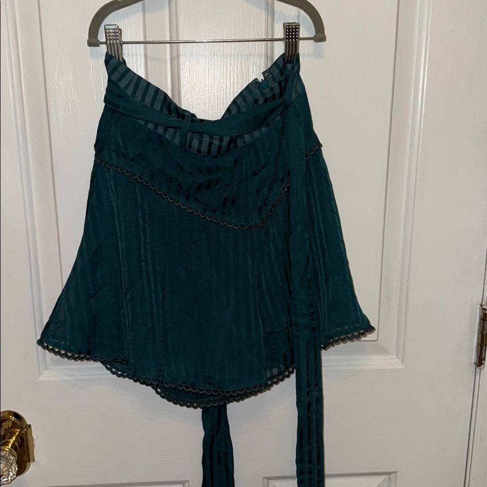 Privacy Please Teal Striped Skort size small